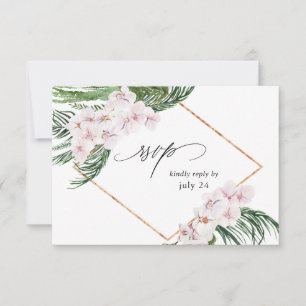 Greenery Boho Tropical Floral w Meal RSVP Card 3