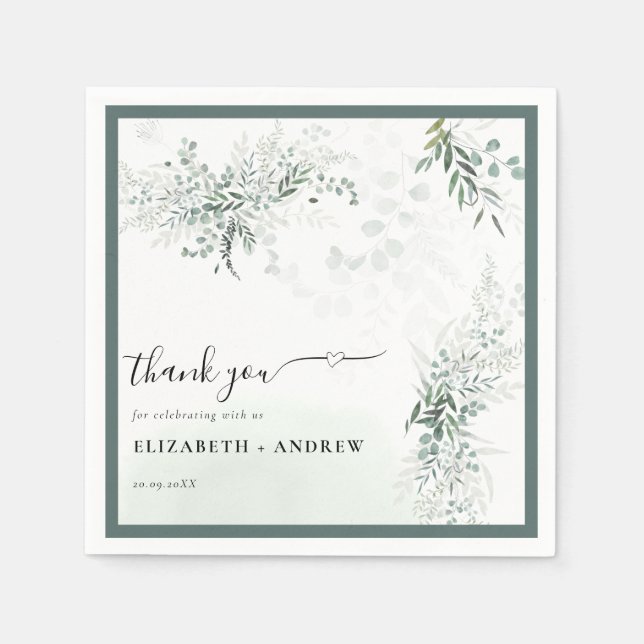 Greenery Boho Wedding Napkin (Front)