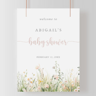 Greenery Boho Wildflower Baby Shower Welcome Poster