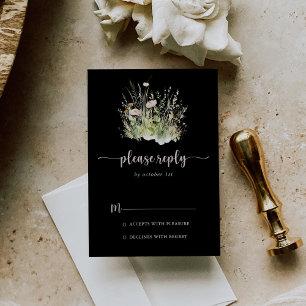 Greenery Boho Wildflower Black RSVP
