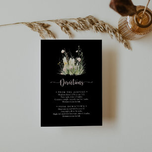 Greenery Boho Wildflower Black Wedding Directions  Enclosure Card