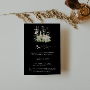 Greenery Boho Wildflower Black Wedding Reception Enclosure Card