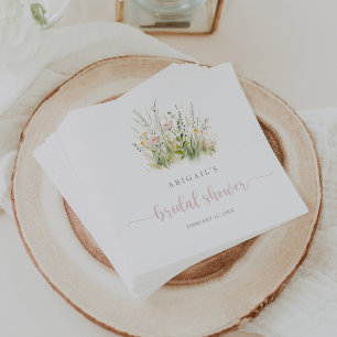 Greenery Boho Wildflower Bridal Shower Napkins