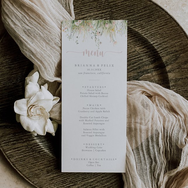 Greenery Boho Wildflower Dinner Menu (Creator Uploaded)