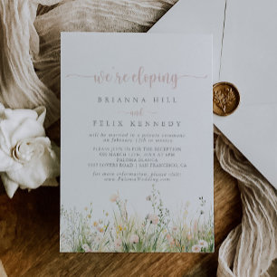 Greenery Boho Wildflower Elopement Reception Invitation