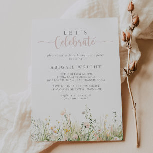 Greenery Boho Wildflower Let's Celebrate Party  Invitation