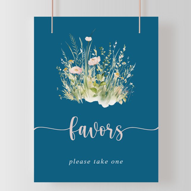 Greenery Boho Wildflower Navy Favours Sign (Creator Uploaded)