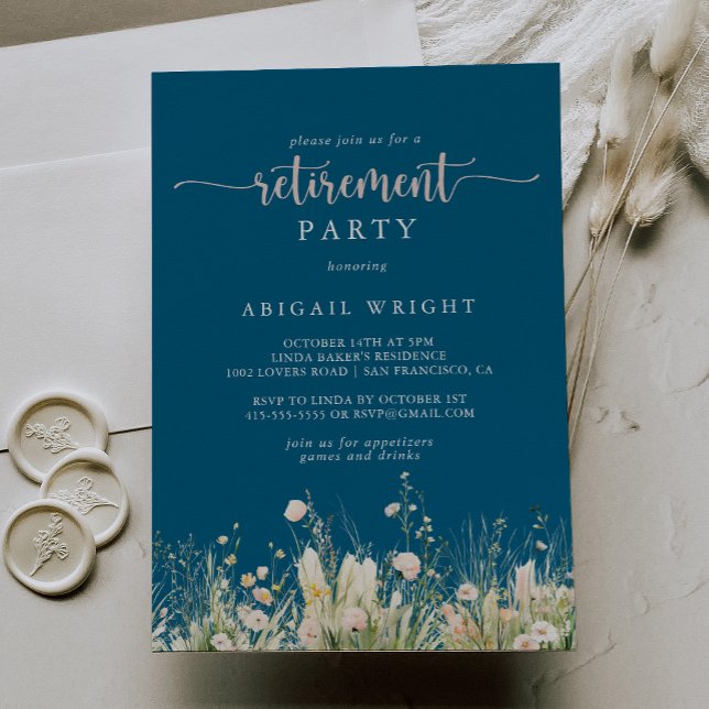 Greenery Boho Wildflower Navy Retirement Party Invitation (Creator Uploaded)