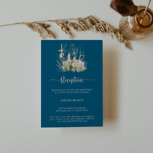 Greenery Boho Wildflower Navy Wedding Reception Enclosure Card