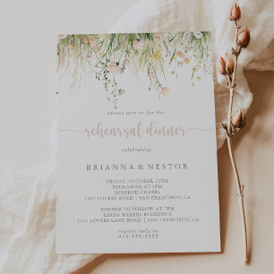 Greenery Boho Wildflower Rehearsal Dinner Invitation