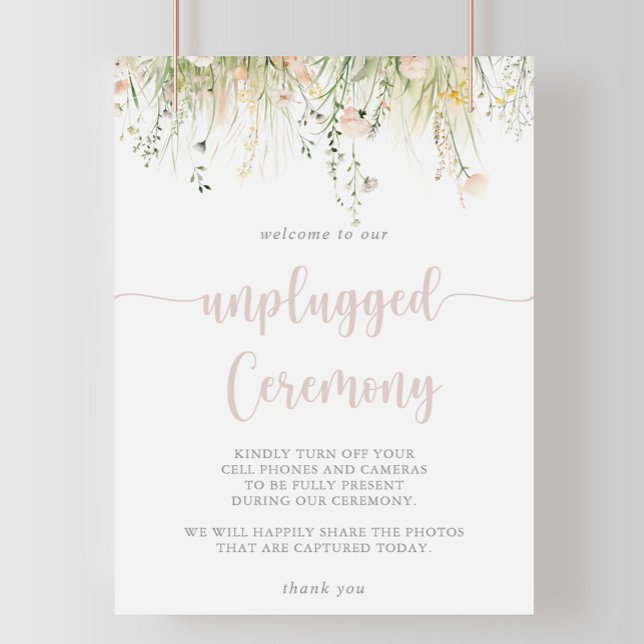 Greenery Boho Wildflower Unplugged Ceremony Sign (Creator Uploaded)