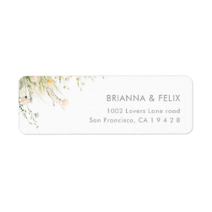 Greenery Boho Wildflower Wedding Address Label Return Address Label