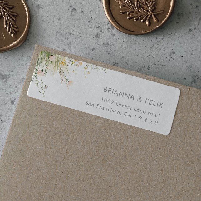 Greenery Boho Wildflower Wedding Address Label Return Address Label (Creator Uploaded)