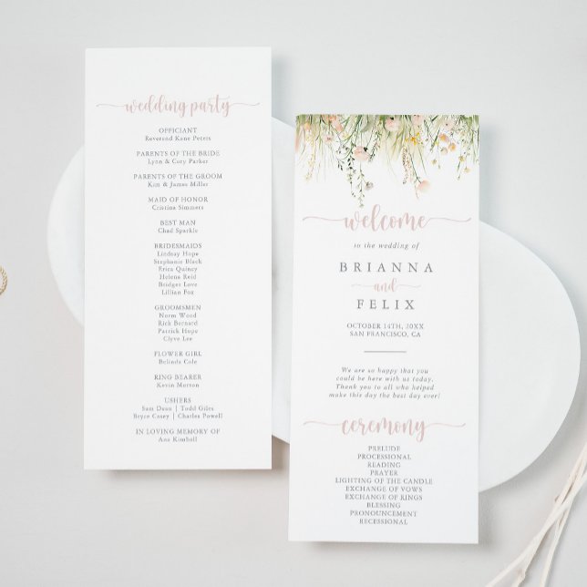 Greenery Boho Wildflower Wedding Program (Creator Uploaded)