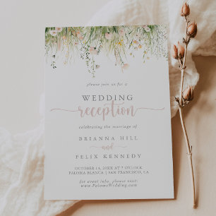 Greenery Boho Wildflower Wedding Reception Invitation