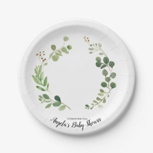 Greenery Botanical Baby Show Party Paper Plates