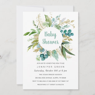Greenery Botanical Baby Shower Invitation Boy