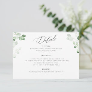 Greenery Botanical Floral Wedding Details Card
