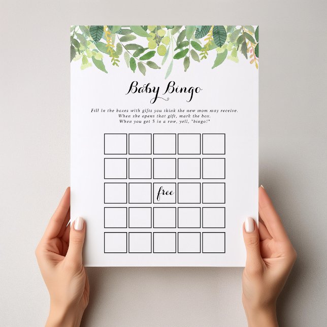 Greenery Botanical Foliage Baby Bingo Shower Game (Creator Uploaded)
