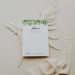 Greenery Botanical Foliage Calligraphy Wedding Advice Card