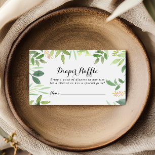 Greenery Botanical Foliage Diaper Raffle Ticket Enclosure Card
