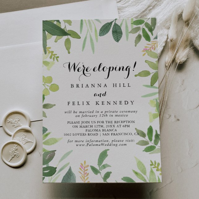 Greenery Botanical Foliage Elopement Reception Invitation (Creator Uploaded)