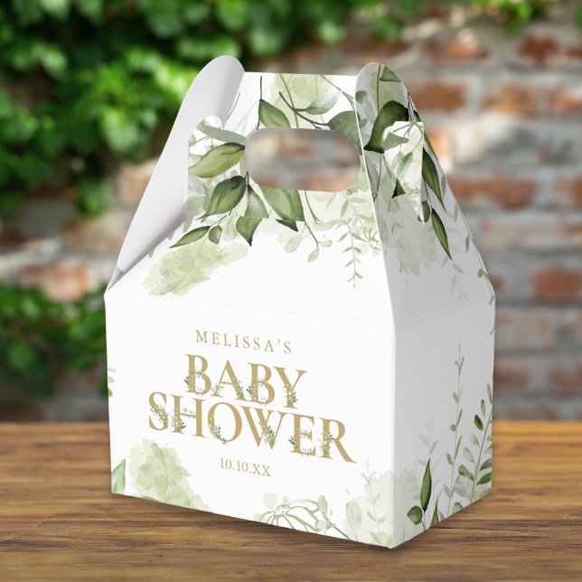 Greenery Botanical Foliage Gold Baby Shower Favour Box (Greenery Botanical Foliage Gold Baby Shower Favor Box)