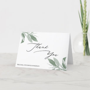 Greenery Botanical Leaves Thank You Card