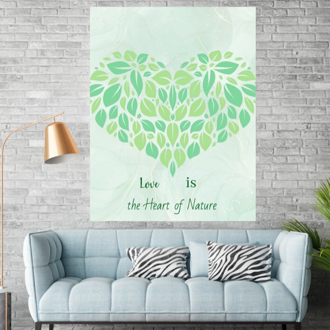 Greenery Botanical Leaves Watercolor Heart Poster (Creator Uploaded)