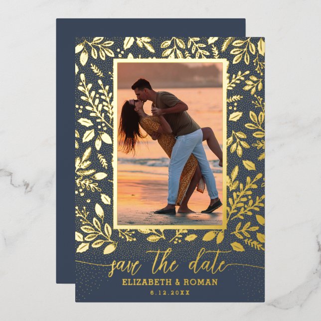 Greenery Botanical Photo Save the Date (Front/Back)