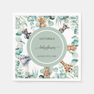 Greenery Botanical Safari Animals Baby Shower Napkin