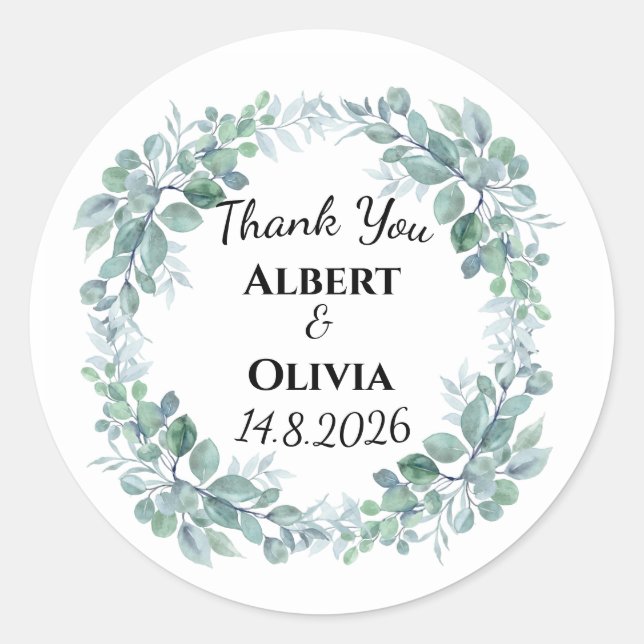  Greenery Botanical Wedding Favour Classic sticker (Front)