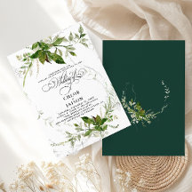 Greenery Botanicals Watercolor Calligraphy Wedding