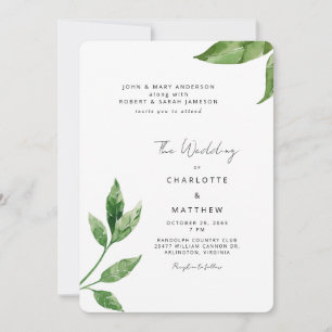 Greenery Both Sets of Parents Rounded Wedding Invitation