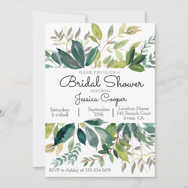 Greenery Bouquet Bridal Shower Invitation (Front)