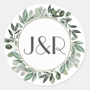 Greenery Bouquet, Rich dark Green,  Monogram Label