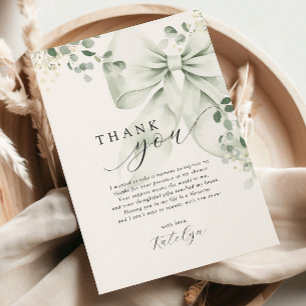 Greenery Bow Bridal Shower Thank You Card