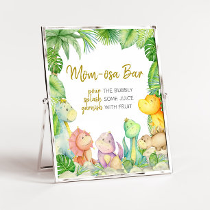 Greenery Boy Dinosaur Baby Shower Mum Osa Bar Poster