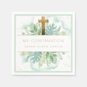 Greenery Boy/Girl Confirmation Pale Green Napkin