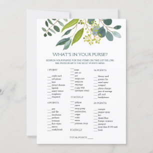 Greenery Bridal Purse game/Wedding Scramble Invitation