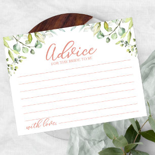 Greenery Bridal Shower Advice Cards