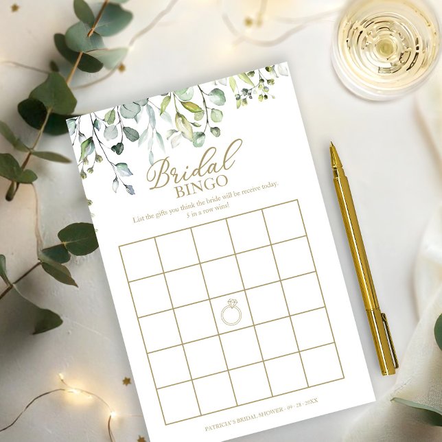 Greenery Bridal Shower Bingo Game Flyer (Creator Uploaded)