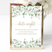 Greenery Bridal Shower Date Night Jar Sign