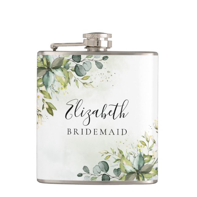 Greenery Bridal Shower Flask (Front)