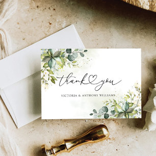Greenery Bridal Shower Flat Thank You Card