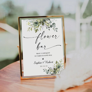 Greenery Bridal Shower Flower Bar Sign