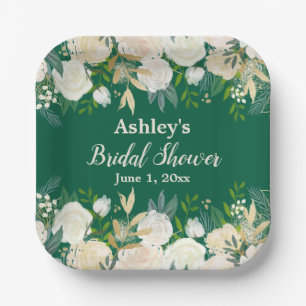 Greenery Bridal Shower Green Gold Engagement Party Paper Plate