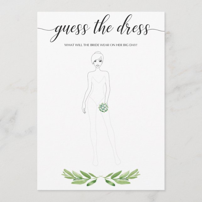 Greenery Bridal Shower Guess The Wedding Dress (Front)