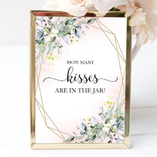 Greenery Bridal Shower How Many Kisses Sign