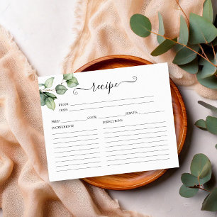 Greenery Bridal Shower Recipe Cards